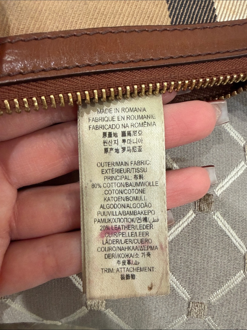 Burberry Tan and Brown Check Crossbody with Leather Trim - Picture 5 of 7
